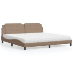 vidaXL Pat cu saltea, cappuccino, 200x200 cm, piele ecologică vidaXL Pat cu saltea, cappuccino, 200x200 cm, piele ecologică
