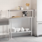 vidaXL Masă bucătărie cu raft superior, 110x30x120 cm, oțel inoxidabil vidaXL Masă bucătărie cu raft superior, 110x30x120 cm, oțel inoxidabil