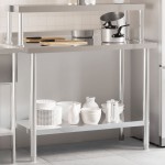 vidaXL Masă bucătărie cu raft superior, 110x55x120 cm, oțel inoxidabil vidaXL Masă bucătărie cu raft superior, 110x55x120 cm, oțel inoxidabil