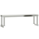 vidaXL Masă bucătărie cu raft superior, 110x30x120 cm, oțel inoxidabil