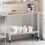 vidaXL Masă bucătărie cu raft superior, 110x55x120 cm, oțel inoxidabil vidaXL Masă bucătărie cu raft superior, 110x55x120 cm, oțel inoxidabil