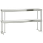 vidaXL Masă bucătărie cu raft superior, 110x55x150 cm, oțel inoxidabil vidaXL Masă bucătărie cu raft superior, 110x55x150 cm, oțel inoxidabil