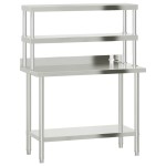 vidaXL Masă bucătărie cu raft superior, 110x55x150 cm, oțel inoxidabil vidaXL Masă bucătărie cu raft superior, 110x55x150 cm, oțel inoxidabil