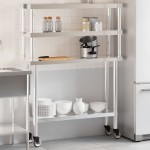 vidaXL Masă bucătărie cu raft superior, 110x30x150 cm, oțel inoxidabil vidaXL Masă bucătărie cu raft superior, 110x30x150 cm, oțel inoxidabil