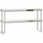 vidaXL Masă bucătărie cu raft superior, 110x55x150 cm, oțel inoxidabil vidaXL Masă bucătărie cu raft superior, 110x55x150 cm, oțel inoxidabil