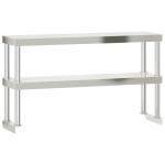 vidaXL Masă bucătărie cu raft superior, 110x55x150 cm, oțel inoxidabil vidaXL Masă bucătărie cu raft superior, 110x55x150 cm, oțel inoxidabil