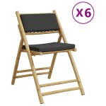 vidaXL Scaune bistro pliabile, 6 buc., cu perne gri închis, bambus vidaXL Scaune bistro pliabile, 6 buc., cu perne gri închis, bambus