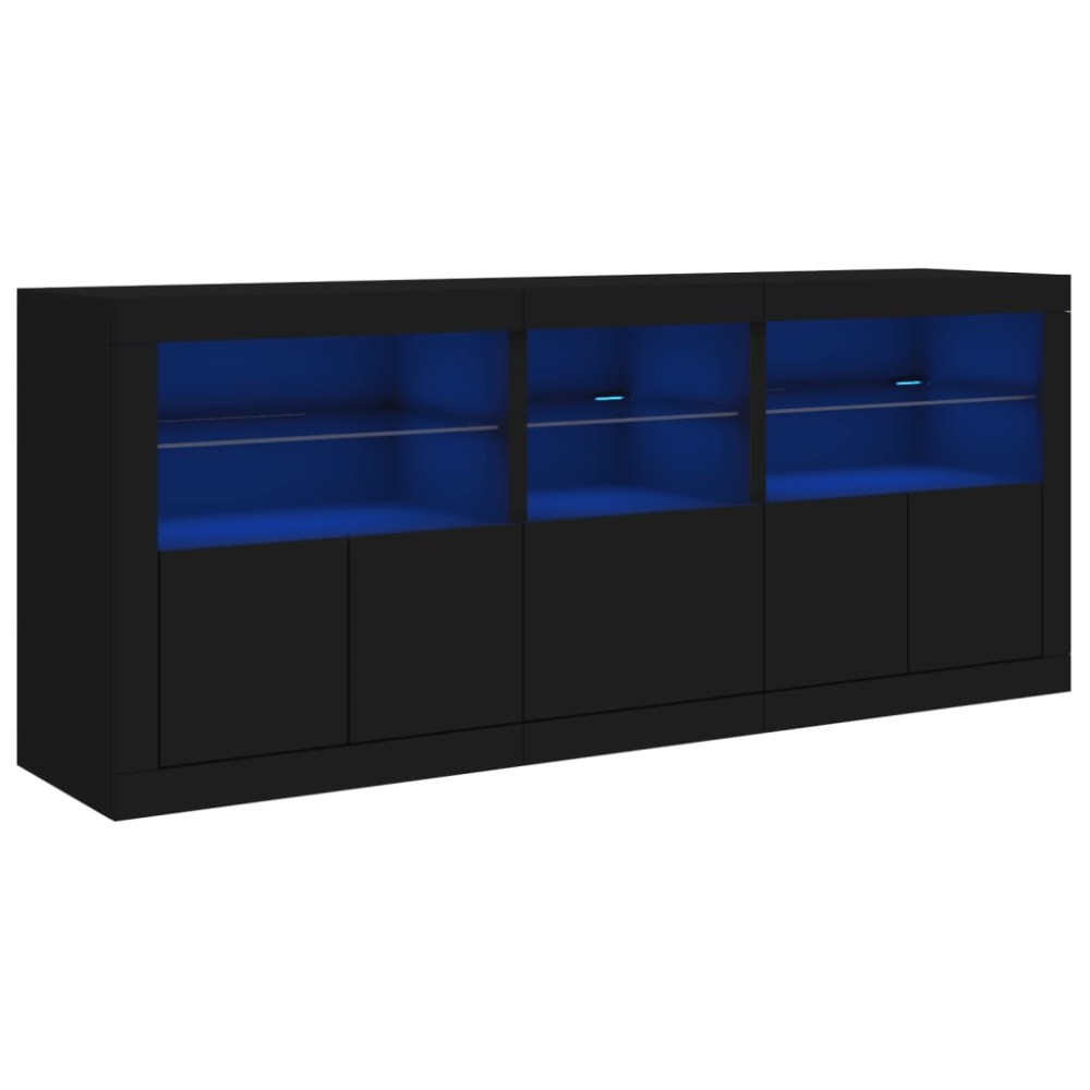 vidaXL Dulap cu lumini LED, negru, 162x37x67 cm