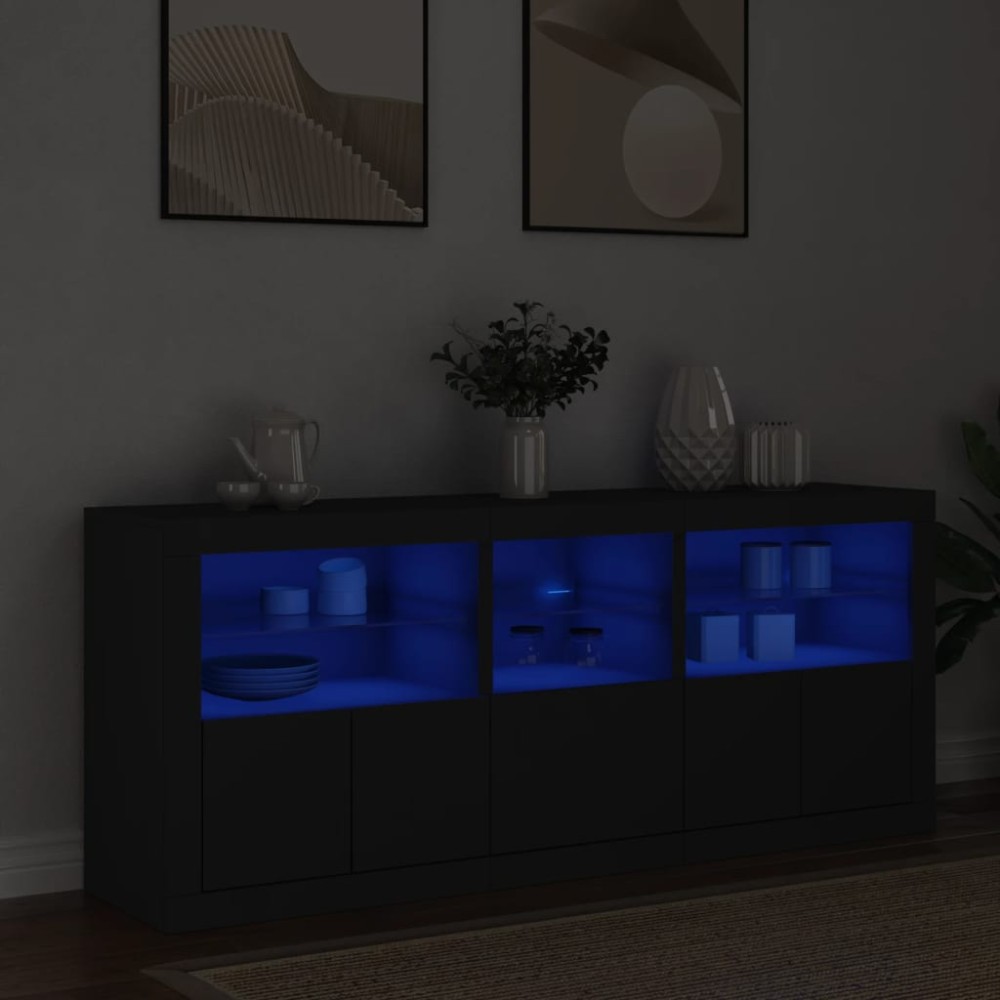 vidaXL Dulap cu lumini LED, negru, 162x37x67 cm