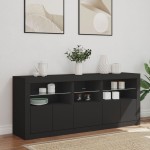 vidaXL Dulap cu lumini LED, negru, 162x37x67 cm vidaXL Dulap cu lumini LED, negru, 162x37x67 cm