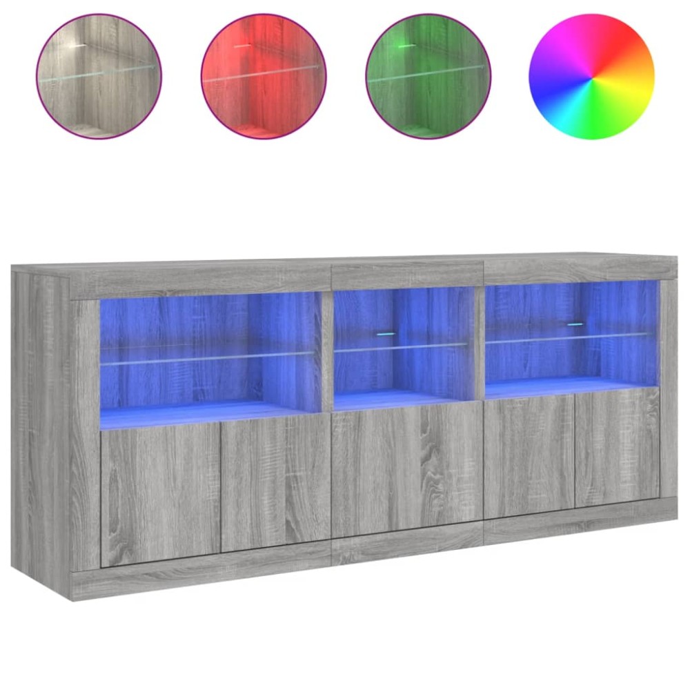 vidaXL Dulap cu lumini LED, gri sonoma, 162x37x67 cm