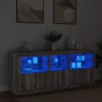 vidaXL Dulap cu lumini LED, gri sonoma, 162x37x67 cm vidaXL Dulap cu lumini LED, gri sonoma, 162x37x67 cm
