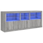 vidaXL Dulap cu lumini LED, gri sonoma, 162x37x67 cm vidaXL Dulap cu lumini LED, gri sonoma, 162x37x67 cm