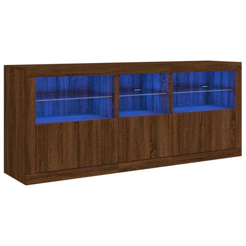 vidaXL Dulap cu lumini LED, stejar maro, 162x37x67 cm