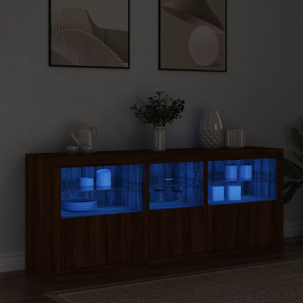 vidaXL Dulap cu lumini LED, stejar maro, 162x37x67 cm