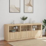 vidaXL Dulap cu lumini LED, stejar sonoma, 181,5x37x67 cm vidaXL Dulap cu lumini LED, stejar sonoma, 181,5x37x67 cm