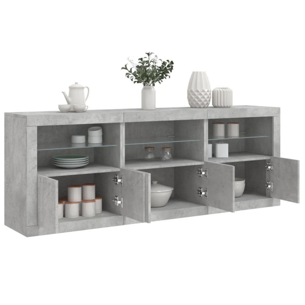 vidaXL Dulap cu lumini LED, gri beton, 181,5x37x67 cm