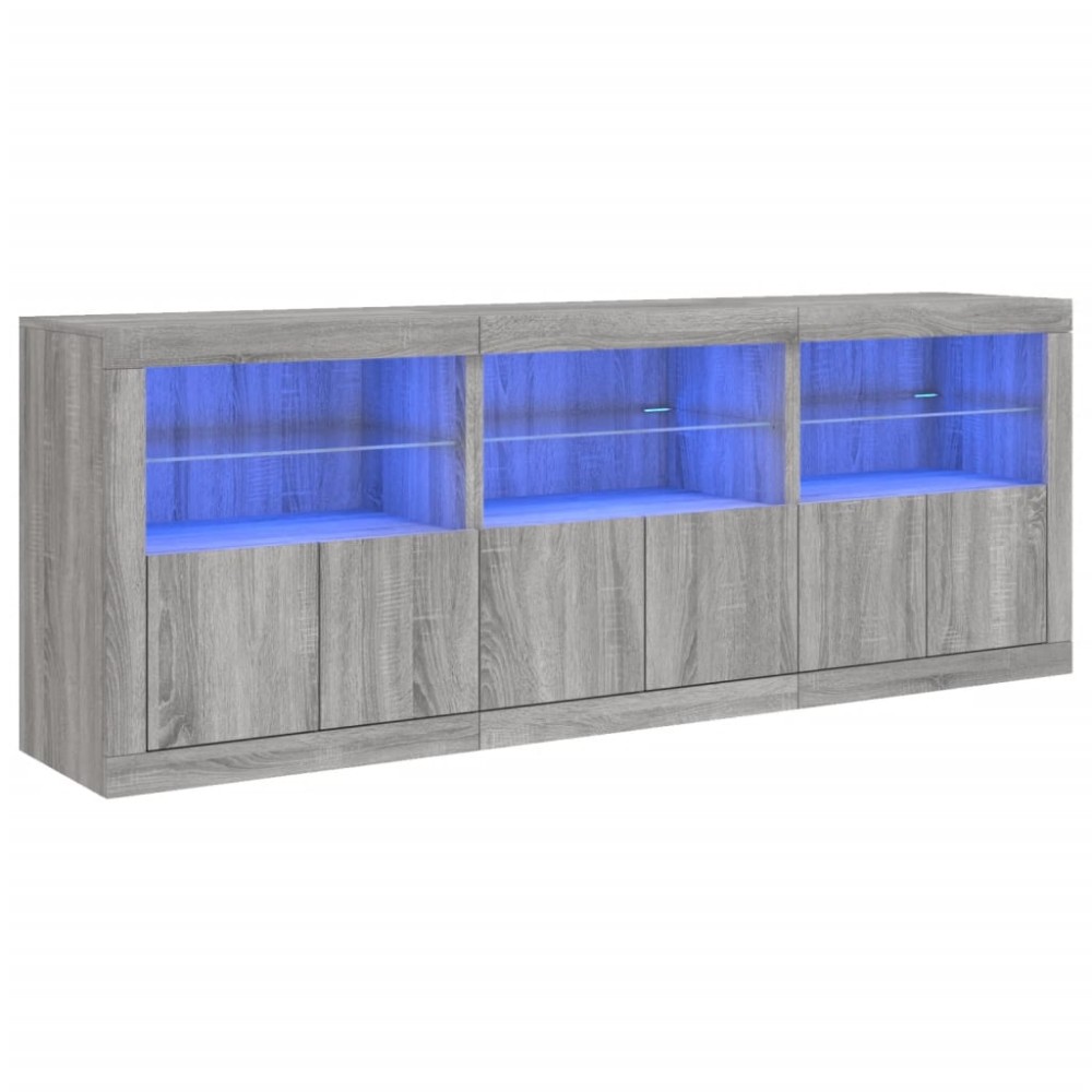 vidaXL Dulap cu lumini LED, gri sonoma, 181,5x37x67 cm