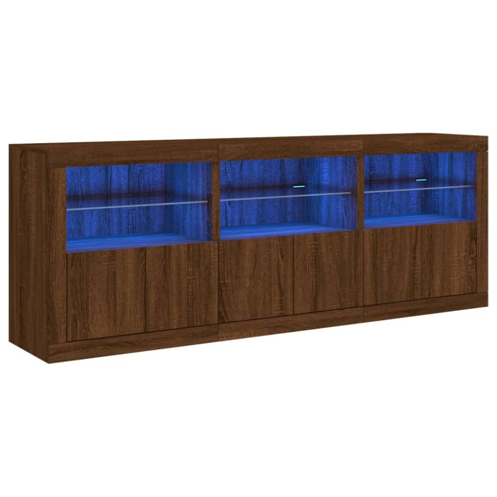 vidaXL Dulap cu lumini LED, stejar maro, 181,5x37x67 cm