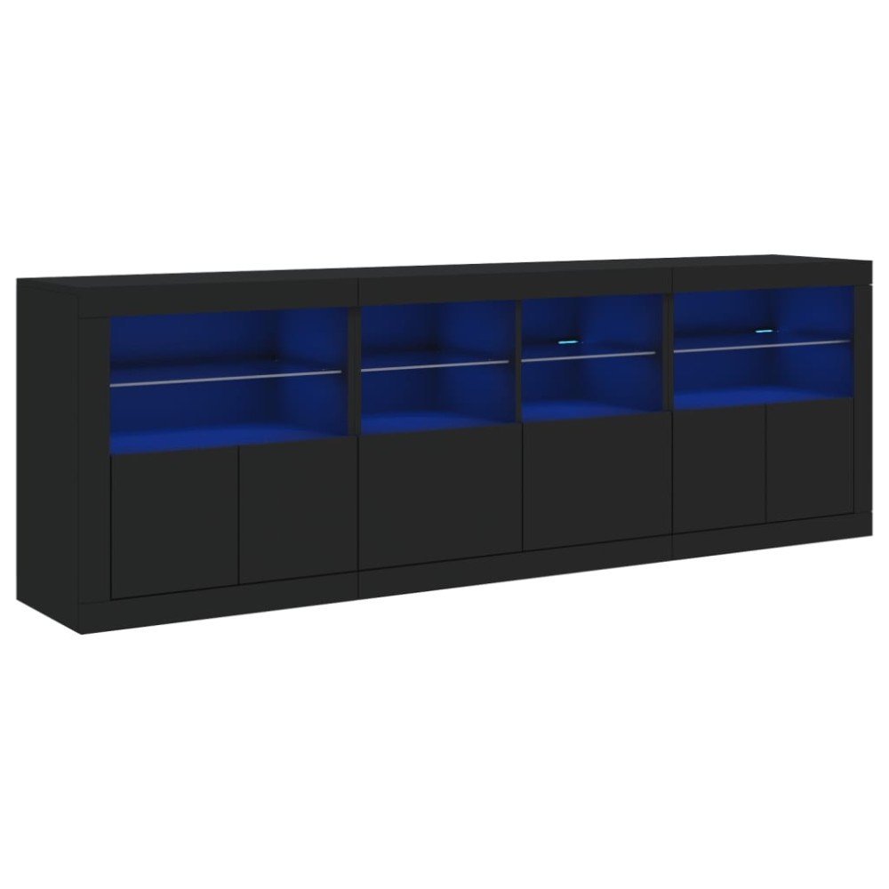 vidaXL Dulap cu lumini LED, negru, 202x37x67 cm