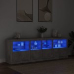 vidaXL Dulap cu lumini LED, gri beton, 202x37x67 cm vidaXL Dulap cu lumini LED, gri beton, 202x37x67 cm
