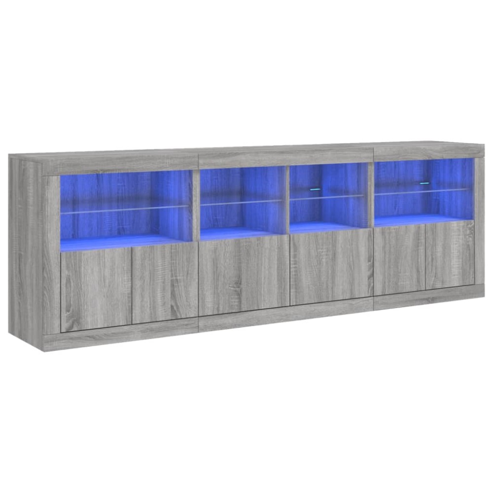 vidaXL Dulap cu lumini LED, gri sonoma, 202x37x67 cm