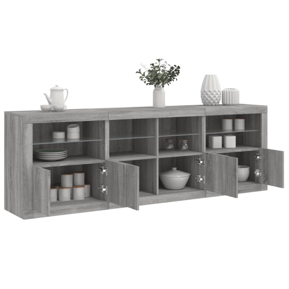 vidaXL Dulap cu lumini LED, gri sonoma, 202x37x67 cm