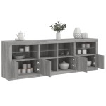 vidaXL Dulap cu lumini LED, gri sonoma, 202x37x67 cm vidaXL Dulap cu lumini LED, gri sonoma, 202x37x67 cm