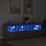 vidaXL Dulap cu lumini LED, gri sonoma, 202x37x67 cm vidaXL Dulap cu lumini LED, gri sonoma, 202x37x67 cm