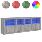 vidaXL Dulap cu lumini LED, gri sonoma, 202x37x67 cm vidaXL Dulap cu lumini LED, gri sonoma, 202x37x67 cm