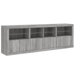 vidaXL Dulap cu lumini LED, gri sonoma, 202x37x67 cm vidaXL Dulap cu lumini LED, gri sonoma, 202x37x67 cm