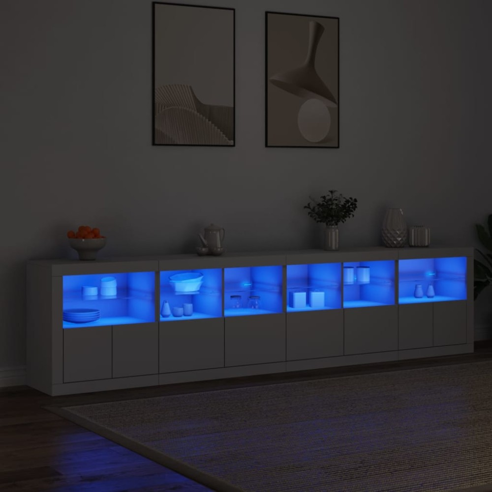 vidaXL Dulap cu lumini LED, alb, 283x37x67 cm