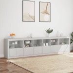 vidaXL Dulap cu lumini LED, alb, 283x37x67 cm vidaXL Dulap cu lumini LED, alb, 283x37x67 cm