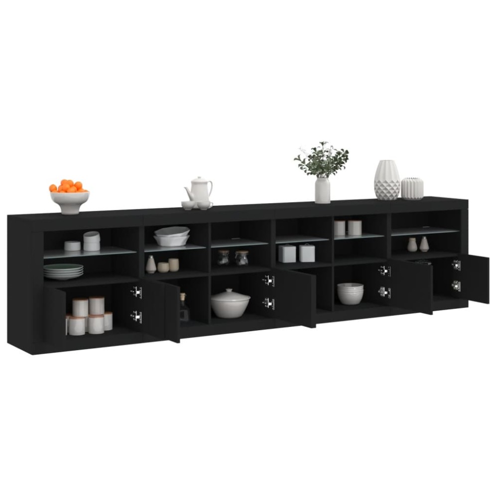 vidaXL Dulap cu lumini LED, negru, 283x37x67 cm