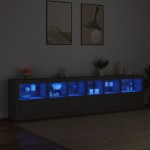 vidaXL Dulap cu lumini LED, negru, 283x37x67 cm