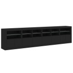 vidaXL Dulap cu lumini LED, negru, 283x37x67 cm
