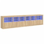 vidaXL Dulap cu lumini LED, stejar sonoma, 283x37x67 cm vidaXL Dulap cu lumini LED, stejar sonoma, 283x37x67 cm
