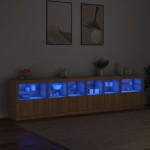 vidaXL Dulap cu lumini LED, stejar sonoma, 283x37x67 cm vidaXL Dulap cu lumini LED, stejar sonoma, 283x37x67 cm
