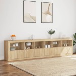 vidaXL Dulap cu lumini LED, stejar sonoma, 283x37x67 cm vidaXL Dulap cu lumini LED, stejar sonoma, 283x37x67 cm