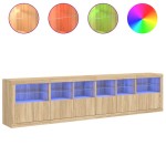 vidaXL Dulap cu lumini LED, stejar sonoma, 283x37x67 cm vidaXL Dulap cu lumini LED, stejar sonoma, 283x37x67 cm