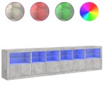 vidaXL Dulap cu lumini LED, gri beton, 283x37x67 cm vidaXL Dulap cu lumini LED, gri beton, 283x37x67 cm