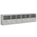vidaXL Dulap cu lumini LED, gri beton, 283x37x67 cm vidaXL Dulap cu lumini LED, gri beton, 283x37x67 cm
