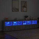 vidaXL Dulap cu lumini LED, gri sonoma, 283x37x67 cm vidaXL Dulap cu lumini LED, gri sonoma, 283x37x67 cm
