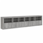 vidaXL Dulap cu lumini LED, gri sonoma, 283x37x67 cm vidaXL Dulap cu lumini LED, gri sonoma, 283x37x67 cm