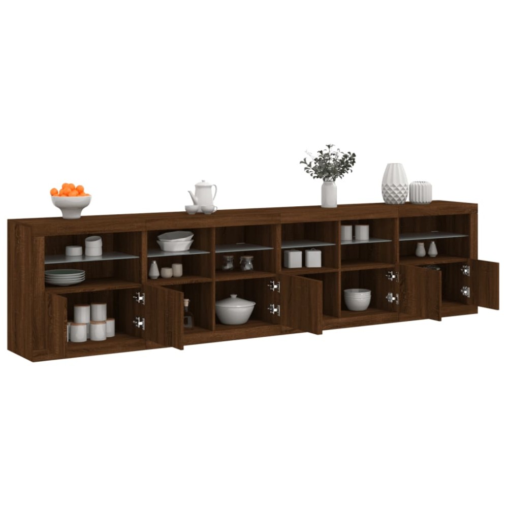vidaXL Dulap cu lumini LED, stejar maro, 283x37x67 cm