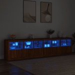 vidaXL Dulap cu lumini LED, stejar maro, 283x37x67 cm vidaXL Dulap cu lumini LED, stejar maro, 283x37x67 cm
