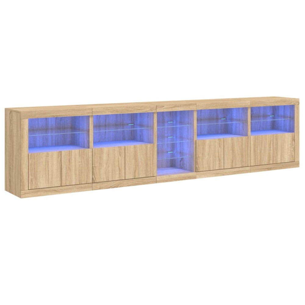 vidaXL Dulap cu lumini LED, stejar sonoma, 283x37x67 cm