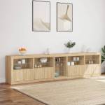 vidaXL Dulap cu lumini LED, stejar sonoma, 283x37x67 cm vidaXL Dulap cu lumini LED, stejar sonoma, 283x37x67 cm
