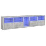 vidaXL Dulap cu lumini LED, gri beton, 283x37x67 cm