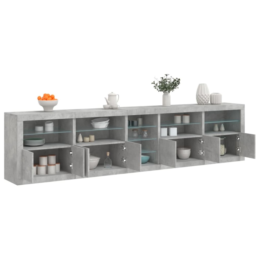 vidaXL Dulap cu lumini LED, gri beton, 283x37x67 cm